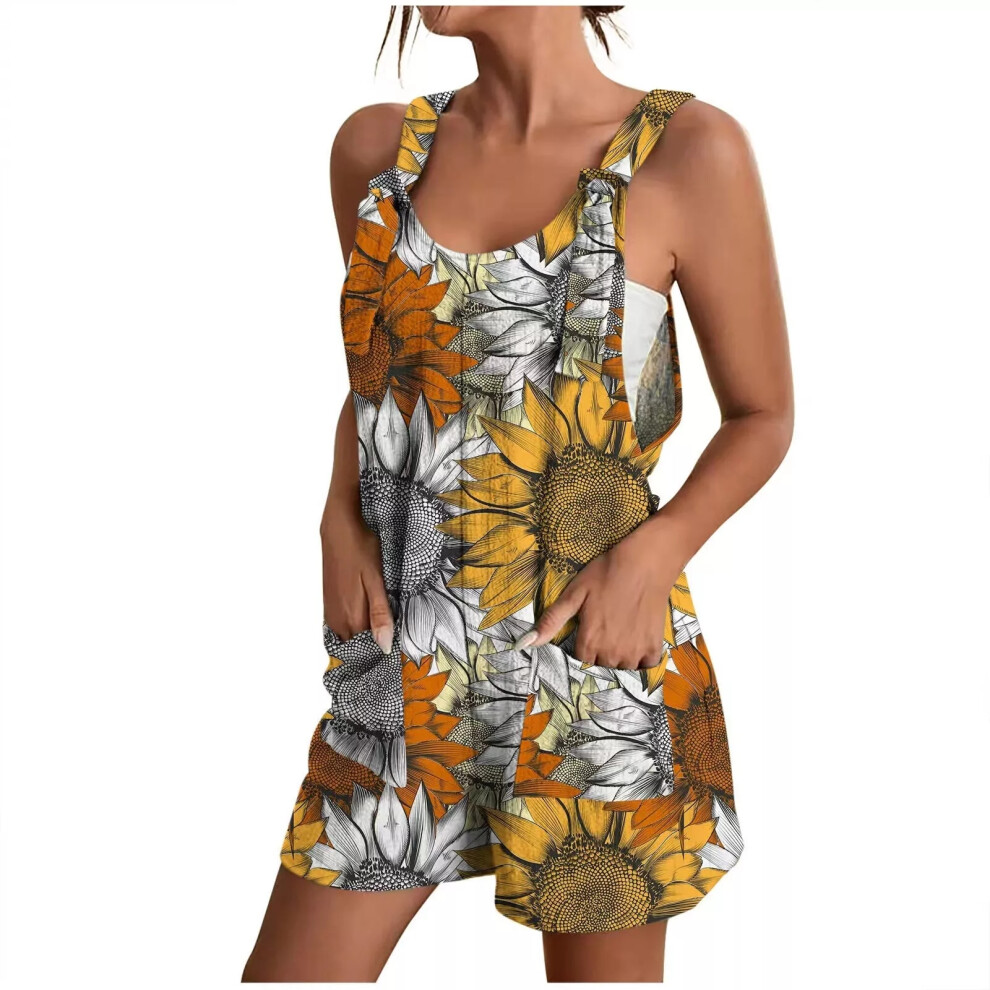 (Multicolor, 3XL) Summer Retro Cami Playsuit Womens Romper Shorts Jumpsuit Ladies Dungarees-image-OPC-PDZPRZR-NEW