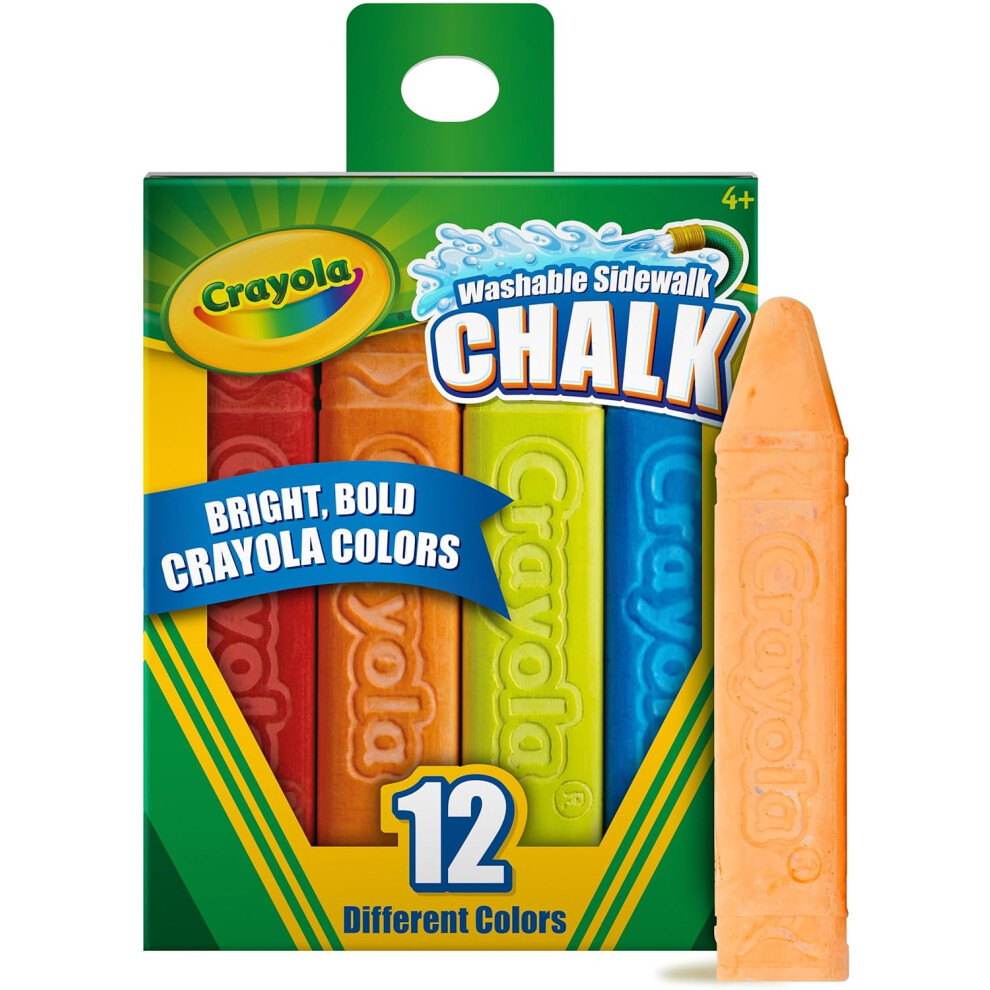 CRAYOLA Outdoor Chalk Assorted Colours (Pack of 12) | Perfect for Drawing on the Pavement or Patio - Easily Washes Away with Water! | For Ages 4+