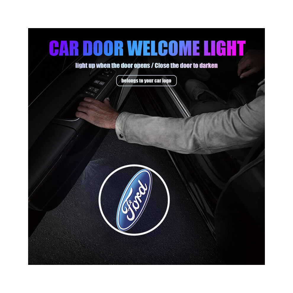 (For Audi, 2Pcs with logo) Car Door Decoration 3D Wireless Projector Lamp HD Welcome Lights Accessories