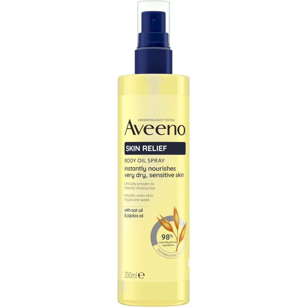 Aveeno Skin Relief Body Oil Spray (1x 200ml), Silky Body Oil for Repairing Dry, Damaged Complexions, Body Oil Spray