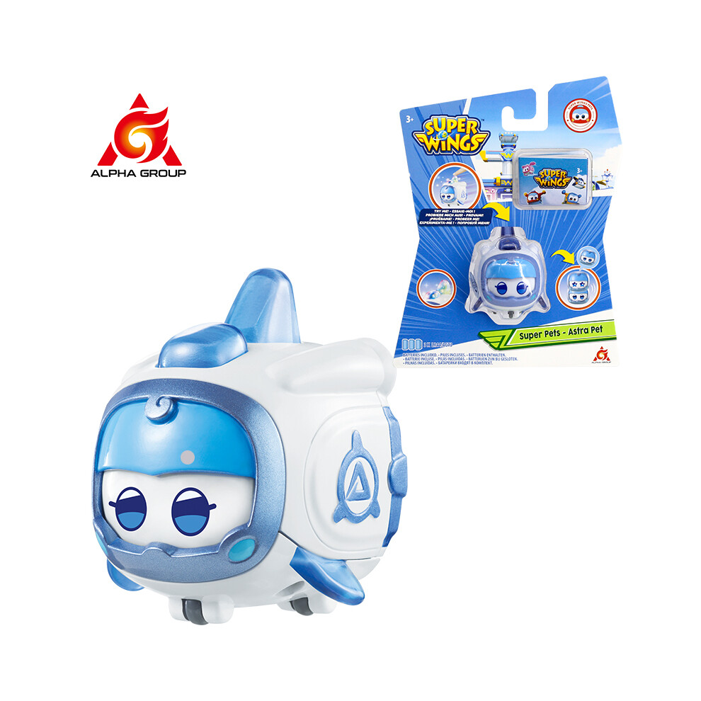 (Super Pet Astra) Super Wings Mini Super Pets Jett With lights Push button for Change Emotion