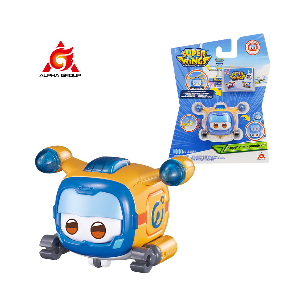 (Super Pet Donnie) Super Wings Mini Super Pets Jett With lights Push button for Change Emotion