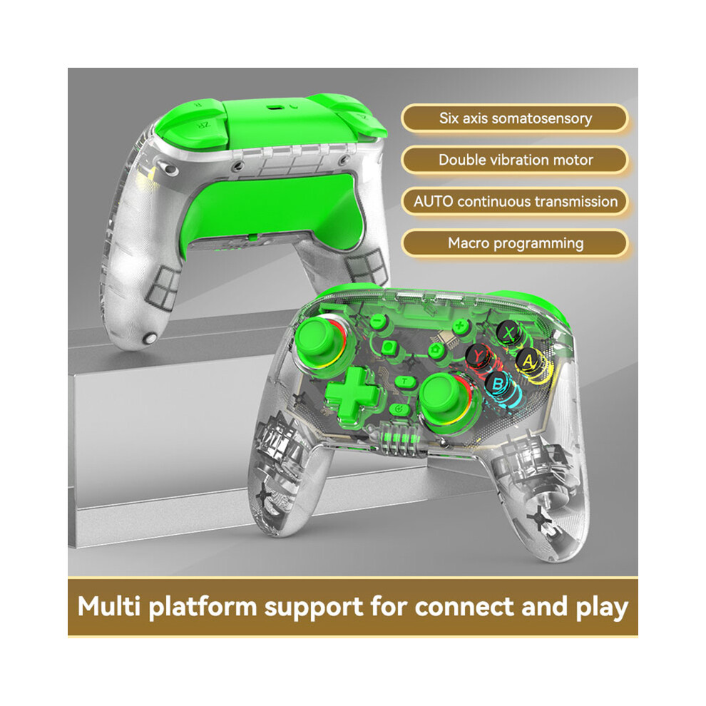 (S10 Green) Wireless Controller for Nintendo Switch/Android Six Axis Turbo Function Programmable Keys Switch Gamepad Joystick