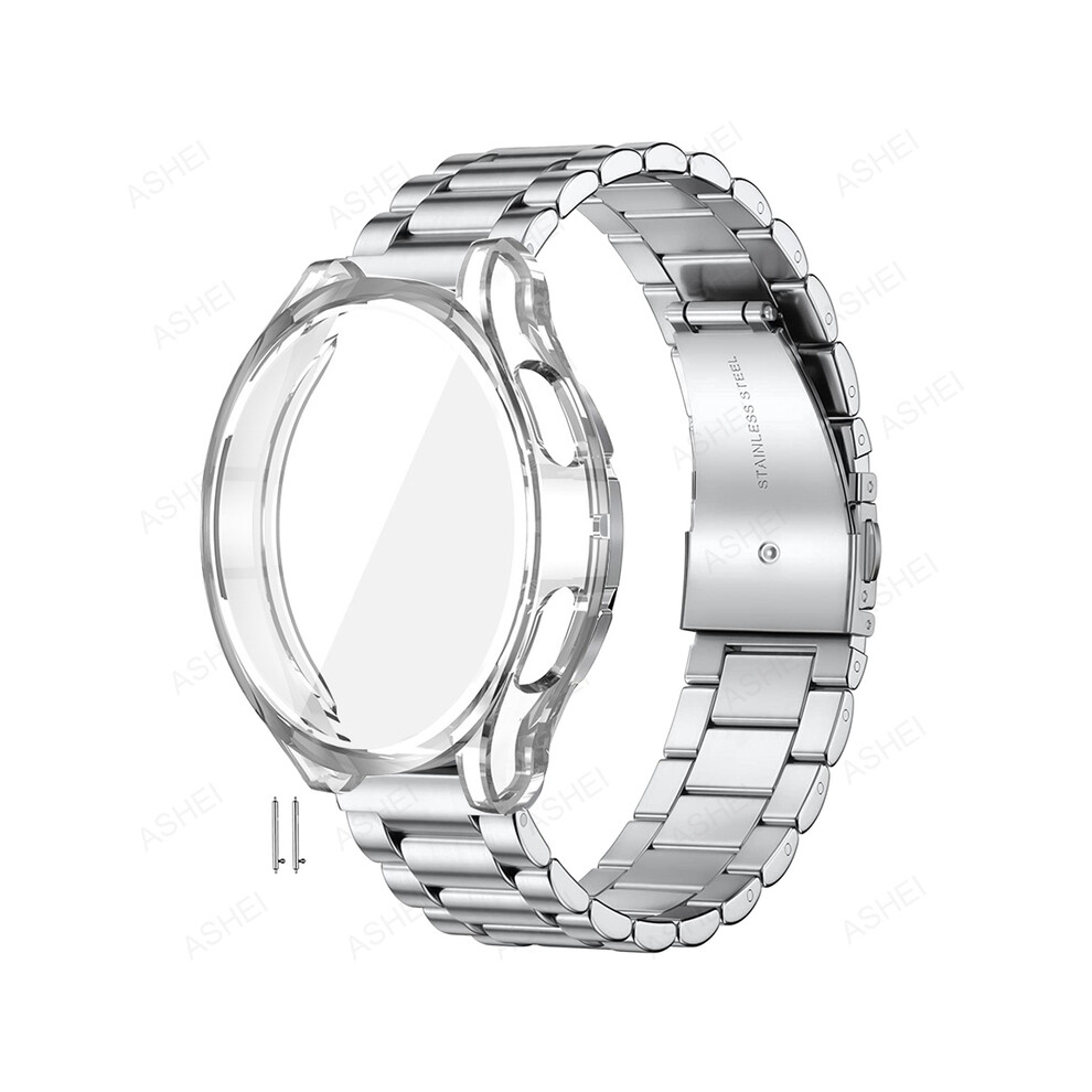 (watch 4 classic 42mm, clear silver set) 20mm 22mm For Samsung Galaxy Watch 4 5 44mm 40mm Band + Case For Galaxy Watch 4 Classic 46mm 42mm 5 Pro 45mm-image-OPC-PDZRP79-NEW