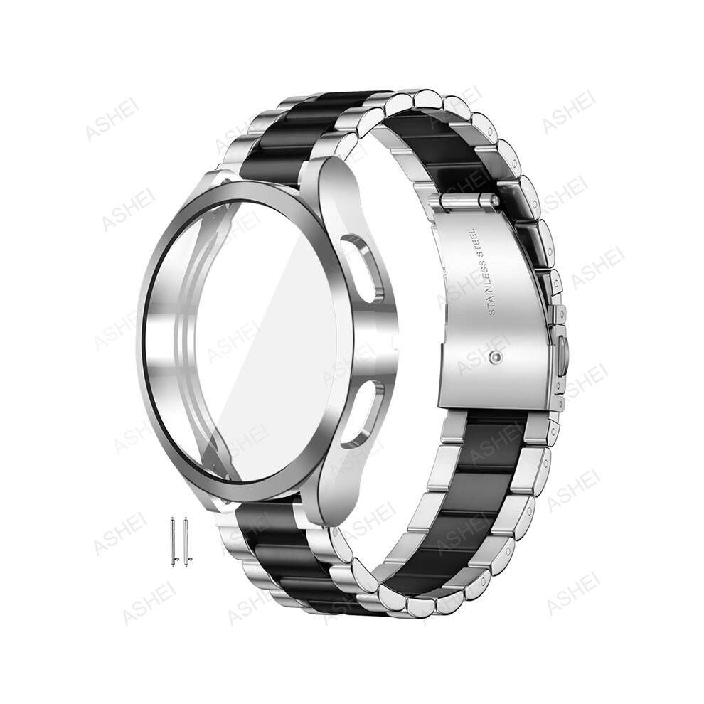 (Watch 4 Classic 42Mm, Silver Black Set) 20Mm 22Mm For Samsung Galaxy Watch 4 5 44Mm 40Mm Band + Case For Galaxy Watch 4 Classic 46Mm 42Mm 5 Pro 45Mm Black,Silver 8372528004665