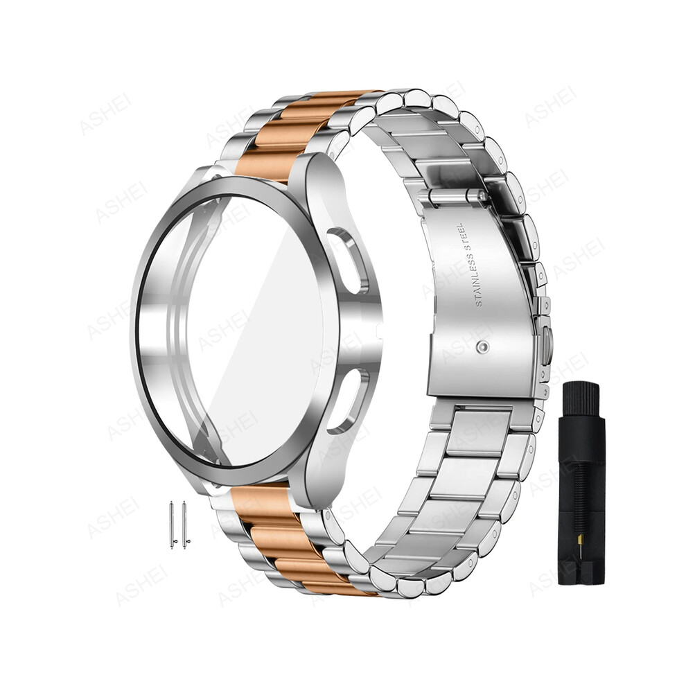 (watch 4 classic 46mm, silver RG set tool) 20mm 22mm For Samsung Galaxy Watch 4 5 44mm 40mm Band + Case For Galaxy Watch 4 Classic 46mm 42mm 5 Pro 45m-image-OPC-PDZRP8C-NEW