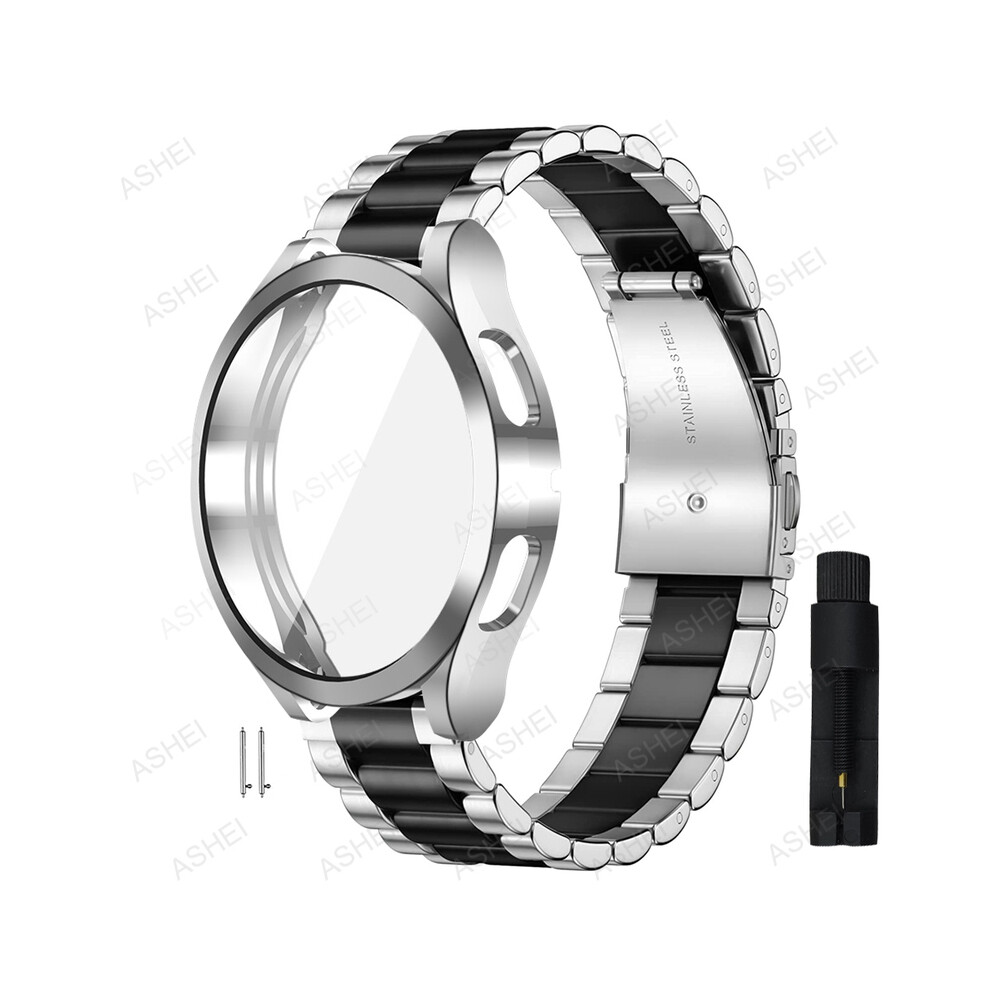 (Watch 5 Pro 45Mm, Silverblack Set Tool) 20Mm 22Mm For Samsung Galaxy Watch 4 5 44Mm 40Mm Band + Case For Galaxy Watch 4 Classic 46Mm 42Mm 5 Pro 45Mm 8372528004511