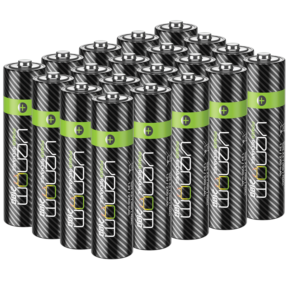 Rechargeable AA Batteries - High Capacity 2100mAh (20-Pack)