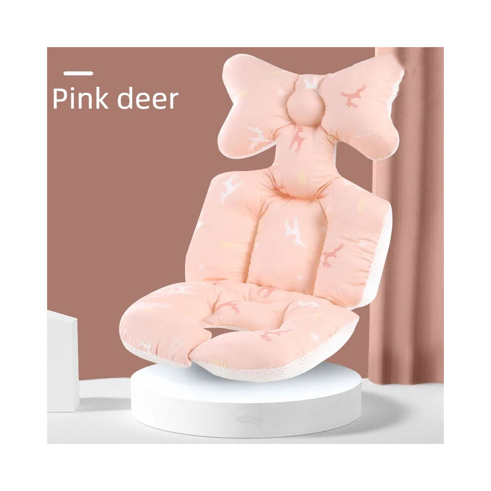 (pink deer) Infant Stroller Pad Comfortable Soft Cotton Cart Mat Whale Blanket Breathable