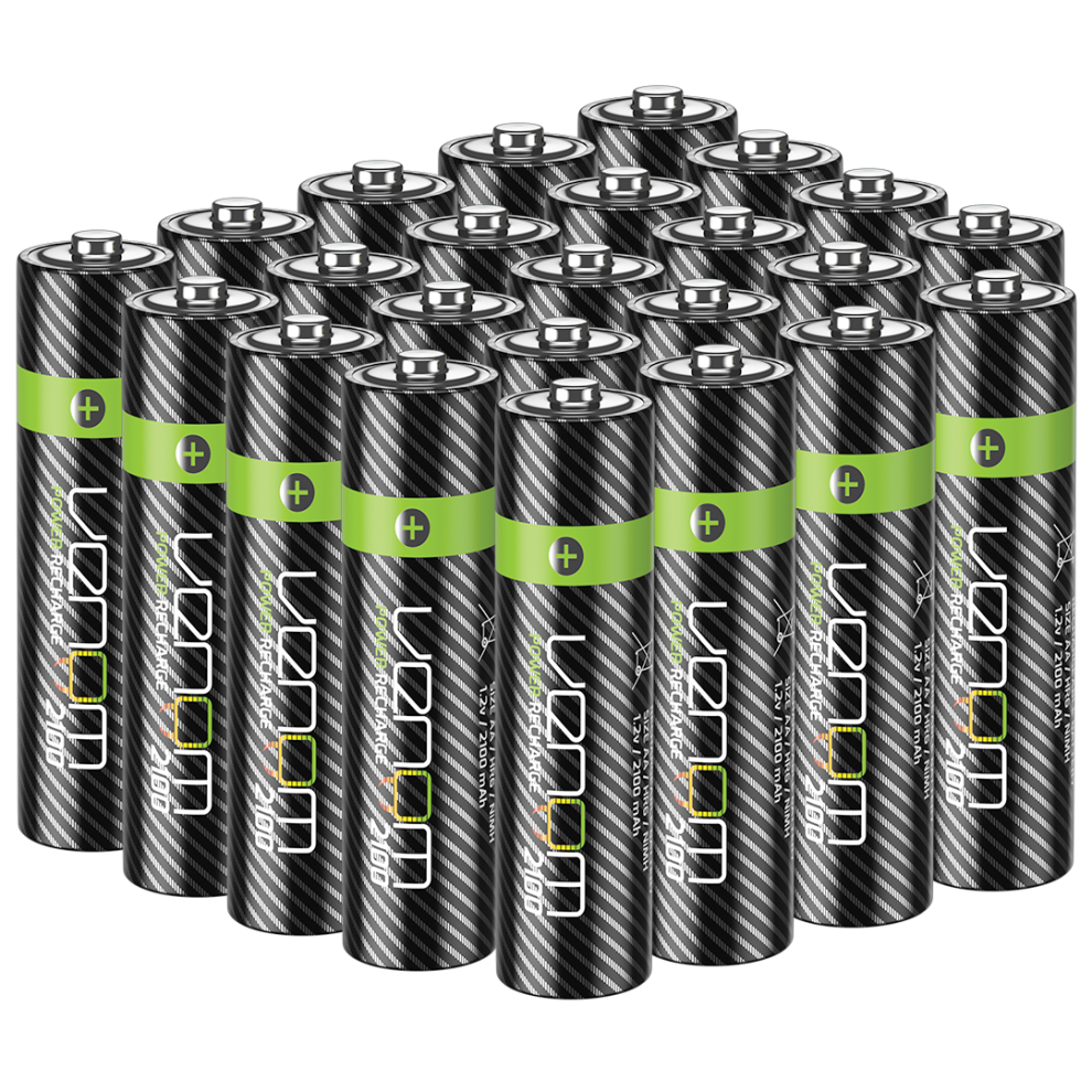 Venom Rechargeable AA Batteries - High Capacity 2100mAh (24-Pack)
