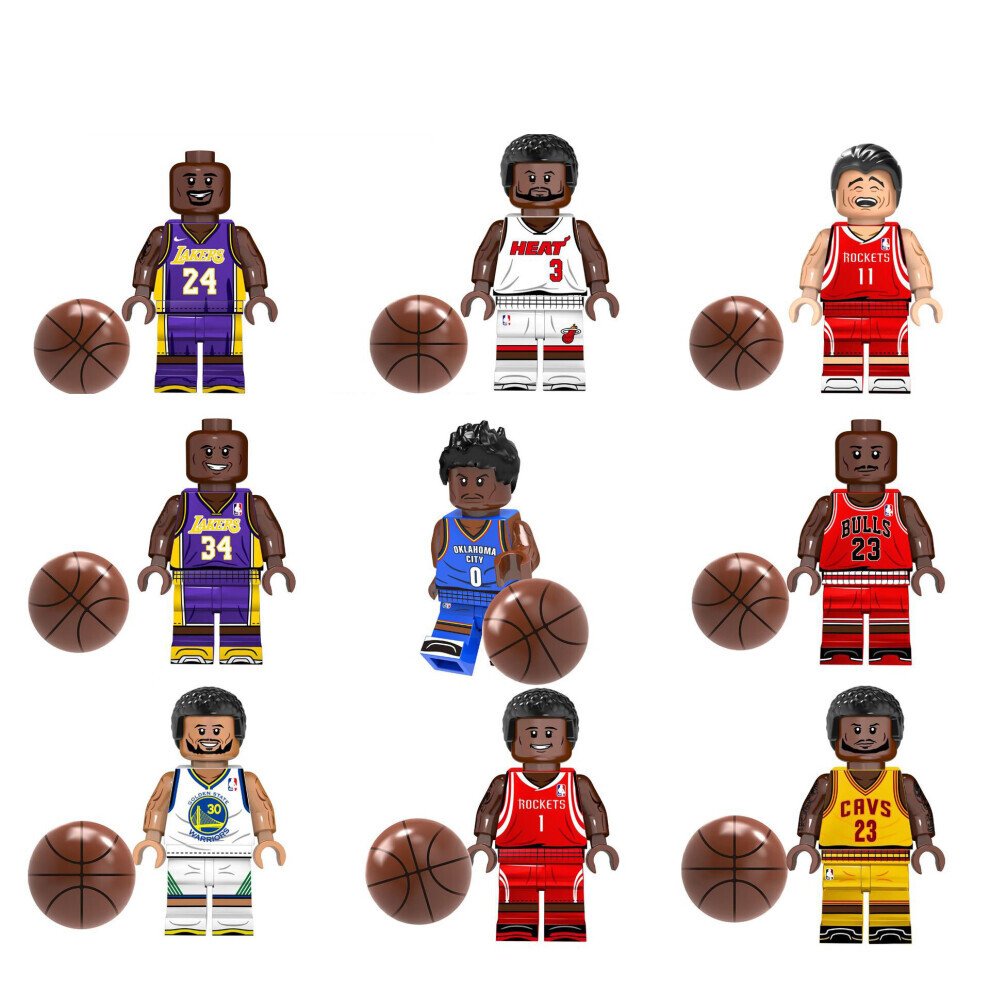 (Basketball A 8pcs) Basketball World Cup Football Team Minifigure Fit Lego Building Block Toy