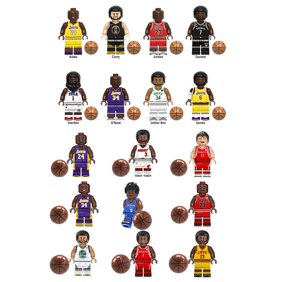 (Basketball C 16pcs) Basketball World Cup Football Team Minifigure Fit Lego Building Block Toy