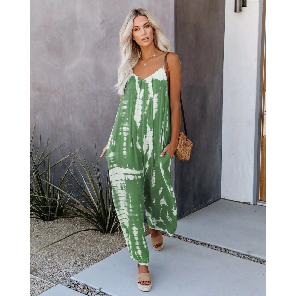 (Green, M = 8) Womens Cami Romper Baggy Harem Playsuit Ladies Summer Jumpsuit Dress Plus Size-image-OPC-PDZSBJ2-NEW