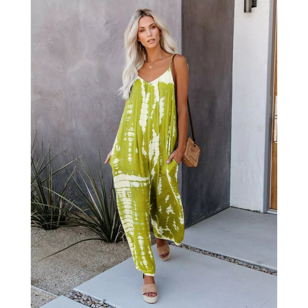 (Yellow, XL = 12) Womens Cami Romper Baggy Harem Playsuit Ladies Summer Jumpsuit Dress Plus Size-image-OPC-PDZSBKJ-NEW