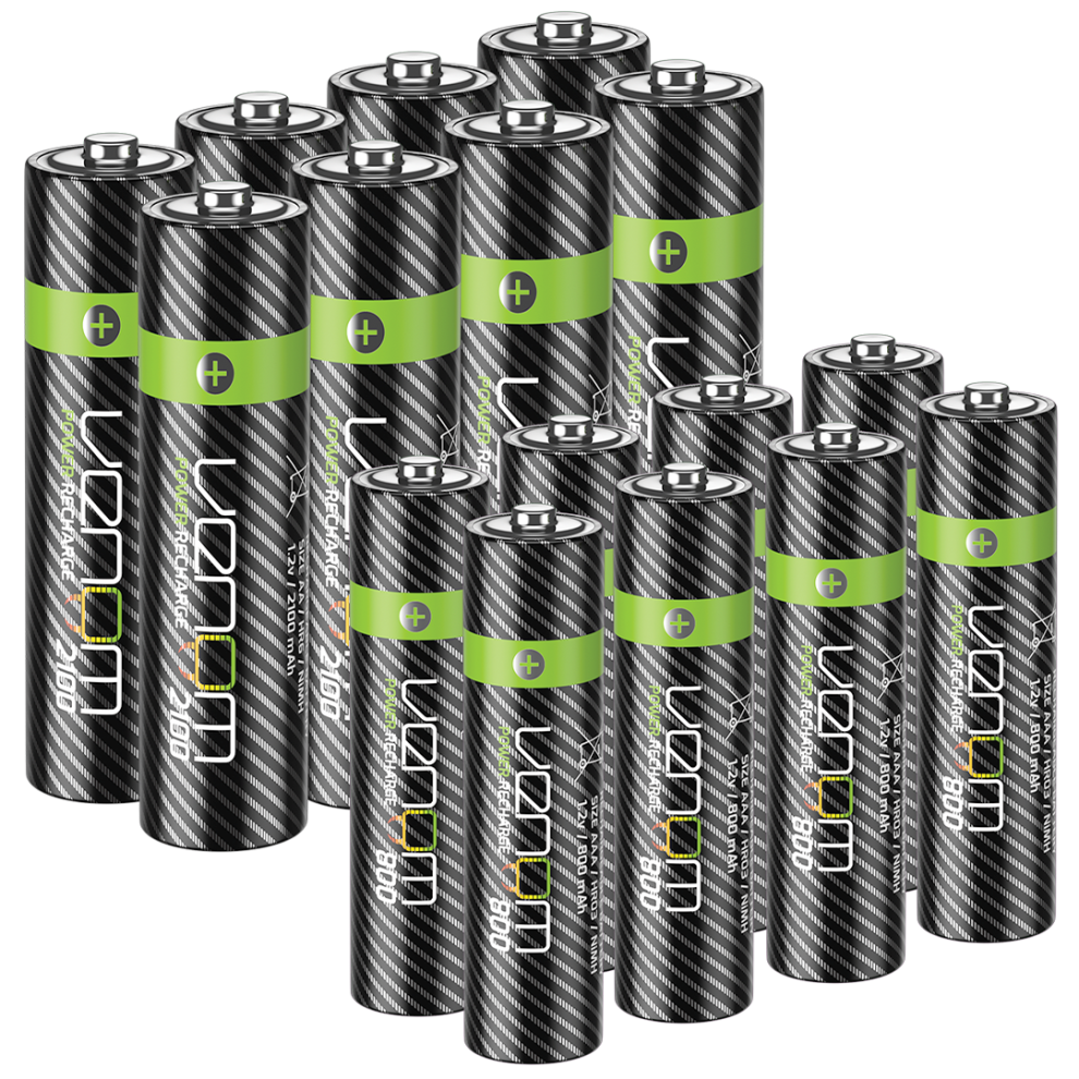 Venom Rechargeable AA / AAA Batteries (Includes 8 x AA plus 8 x AAA)