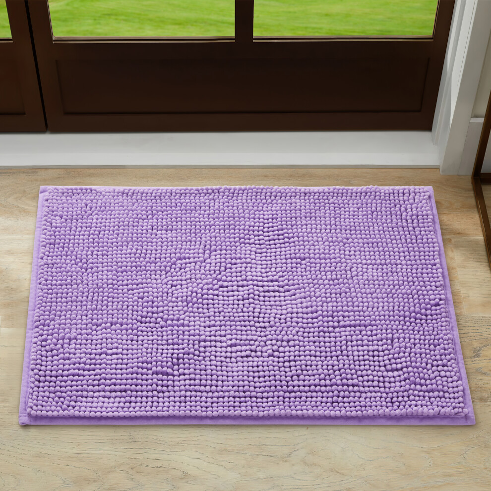 (Purple, 50 X 80 cm) Chenille Non Slip Mats Soft Bath Mats & Door Mats