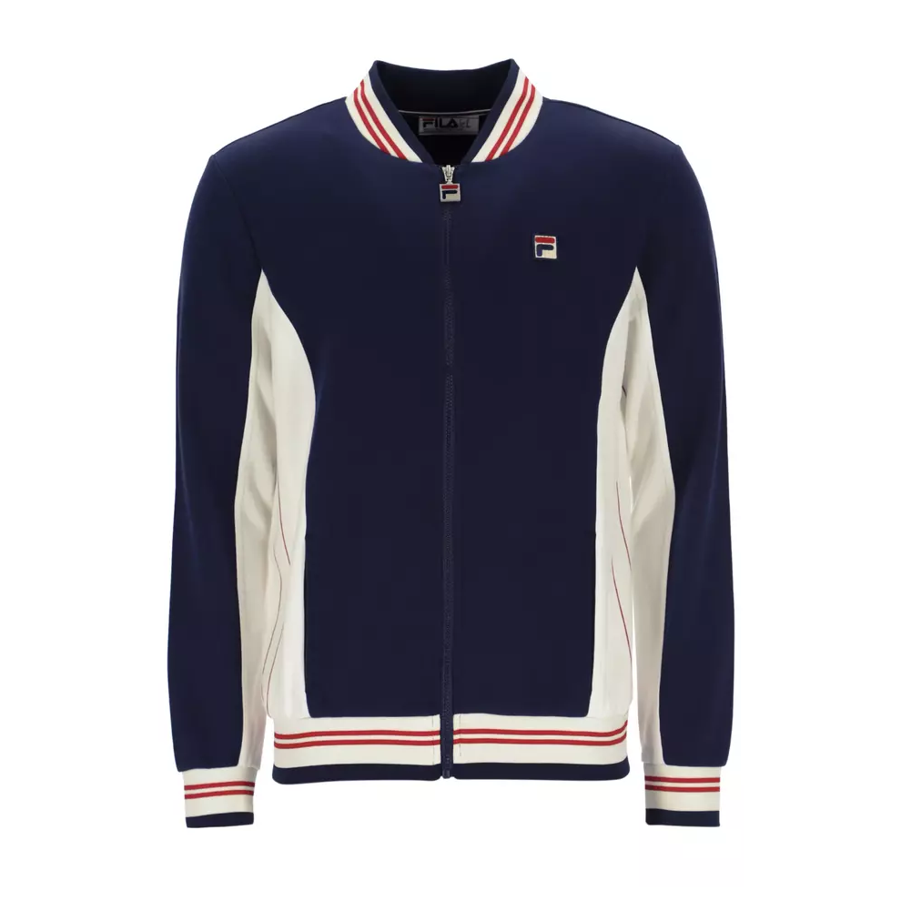 (NAVY/GARDENIA , SMALL) Fila Settanta Retro Baseball Track Top Jacket