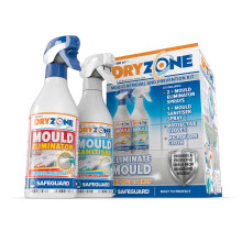 Dryzone Mould Remover and Prevention Kit - 3 x 450ml - Dual-Action, Fast-Acting Mould Spray on Bathroom, Walls and Ceilings and prevent regrowth