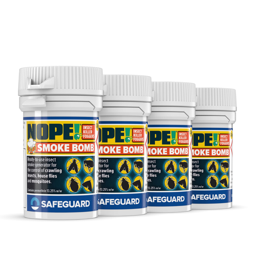 NOPE Smoke Flea Bombs For The Home (x4), Low Odour, Non-Staining, Non-Sparking Wick, Covers 4 Rooms