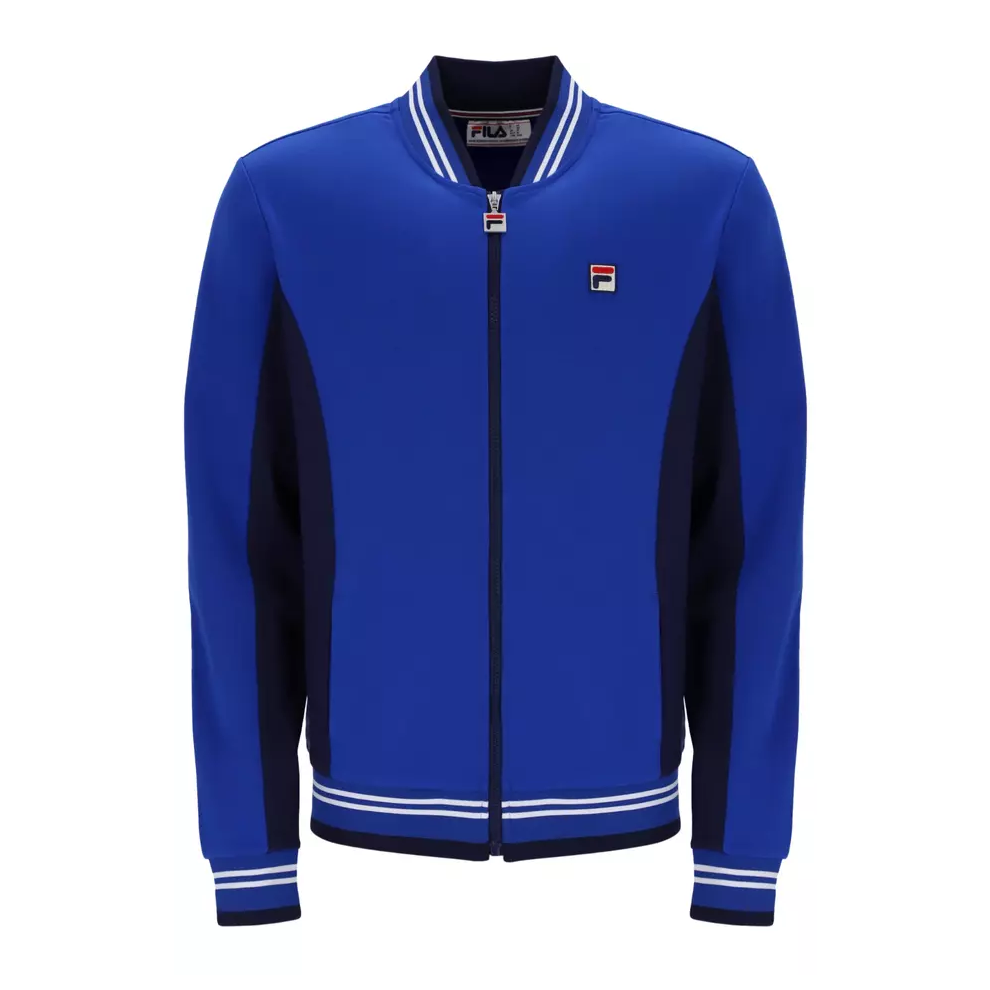 (BRIGHT BLUE/NAVY, SMALL) Fila Settanta Retro Baseball Track Top Jacket