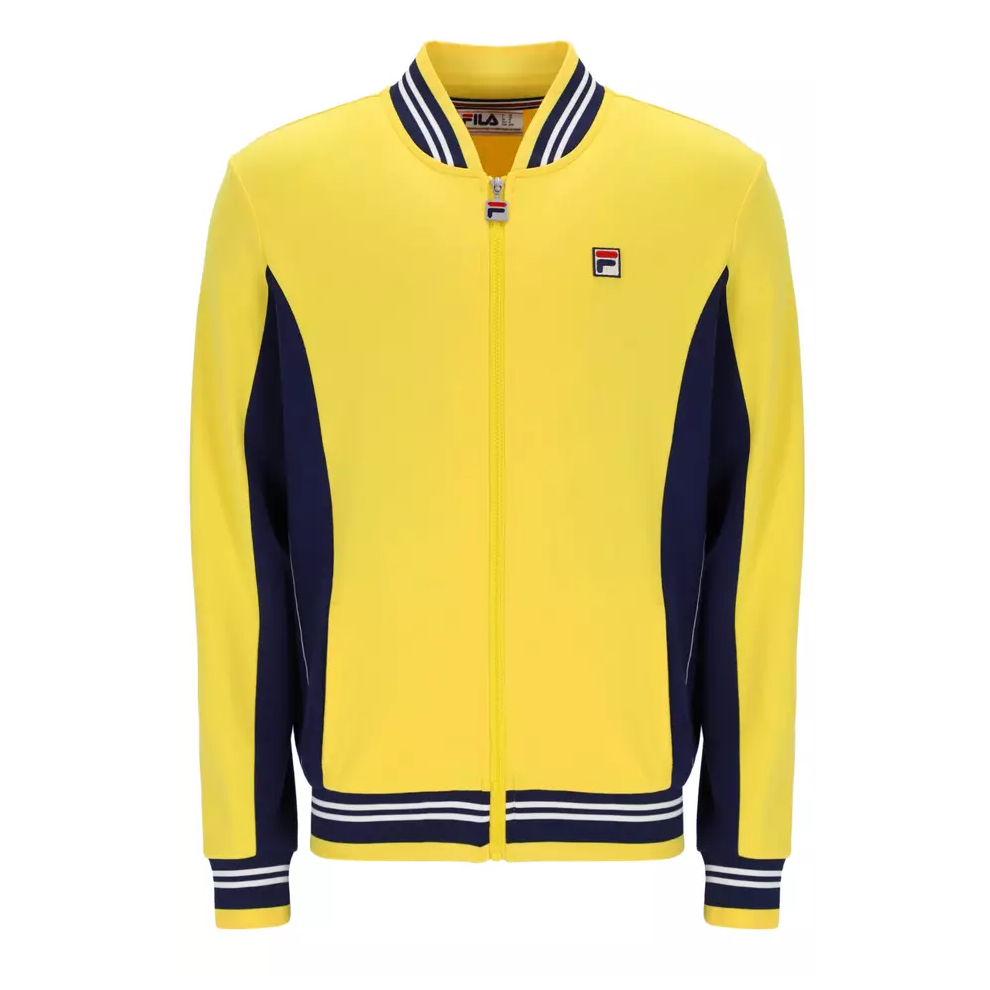 (HIGH VISIBILITY/NAVY/WHITE, SMALL) Fila Settanta Retro Baseball Track Top Jacket