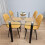 Glass Table with 4 Mustard Chairs Dining Room Dining Table set for 4 2