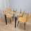Glass Table with 4 Mustard Chairs Dining Room Dining Table set for 4 11