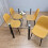 GlassTable with 4 Mustard Chairs Dining Room Dining Table set for 4 8
