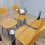 GlassTable with 4 Mustard Chairs Dining Room Dining Table set for 4 4
