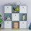 Vida Designs (Grey, White) Durham 3x3 Cube Shelf Drawer Bookcase + 5 Baskets 6