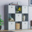 Vida Designs (Grey, White) Durham 3x3 Cube Shelf Drawer Bookcase + 5 Baskets 3