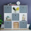 Vida Designs (White, Grey) Durham 3x3 Cube Shelf Drawer Bookcase + 5 Baskets 6
