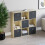 Vida Designs (Oak, Black) Durham 3x3 Cube Shelf Drawer Bookcase + 5 Baskets 6