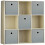 Vida Designs (Oak, Grey) Durham 3x3 Cube Shelf Drawer Bookcase + 5 Baskets 1