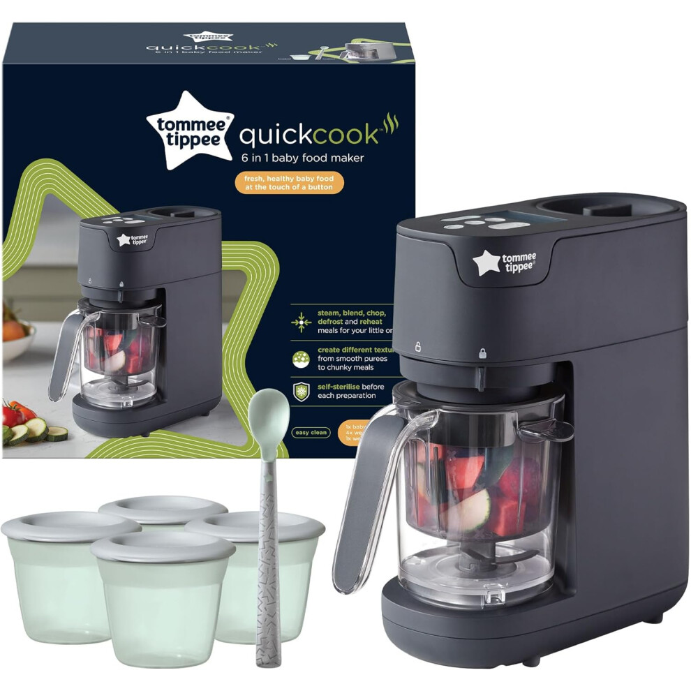 Tommee Tippee Quick Cook 6-In-1 Baby Food Maker Black Character Options