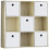 Vida Designs (Oak, White) Durham 3x3 Cube Shelf Drawer Bookcase + 5 Baskets 1