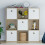 Vida Designs (Oak, White) Durham 3x3 Cube Shelf Drawer Bookcase + 5 Baskets 6