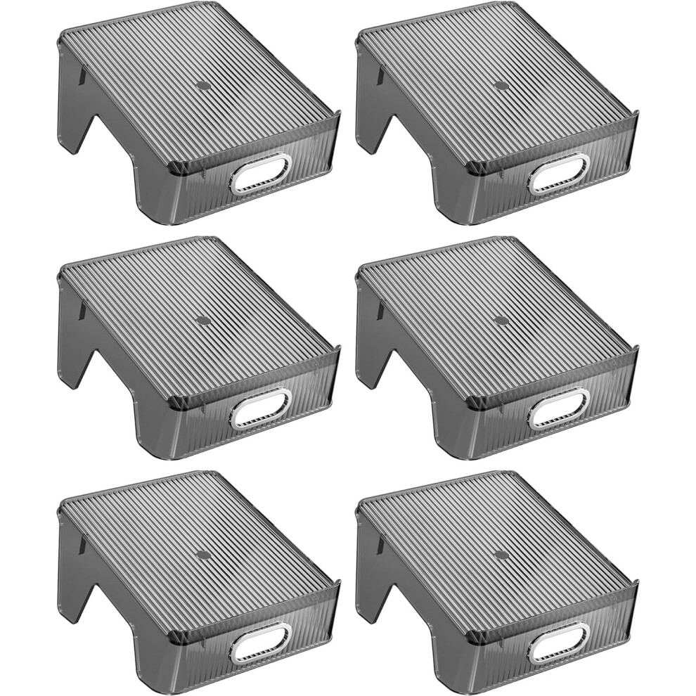HYGRAD BUILT TO SURVIVE Double Layer Shoe Rack Slots Organizer 25 X 23 X 12.7cm Stacker Space - Saving Transparent Plastic Shoe Holder - Stand Shoe Rack Wardrobe Storage For Cabinet (Grey, 6 pcs) - Image 3