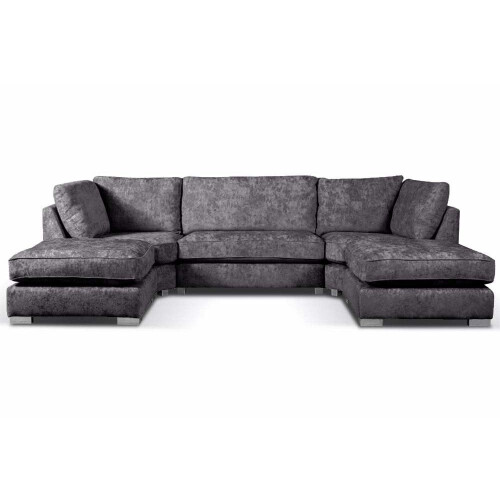 Bishop Coal Alaska Fabric U Shape High Back Corner Sofa 1