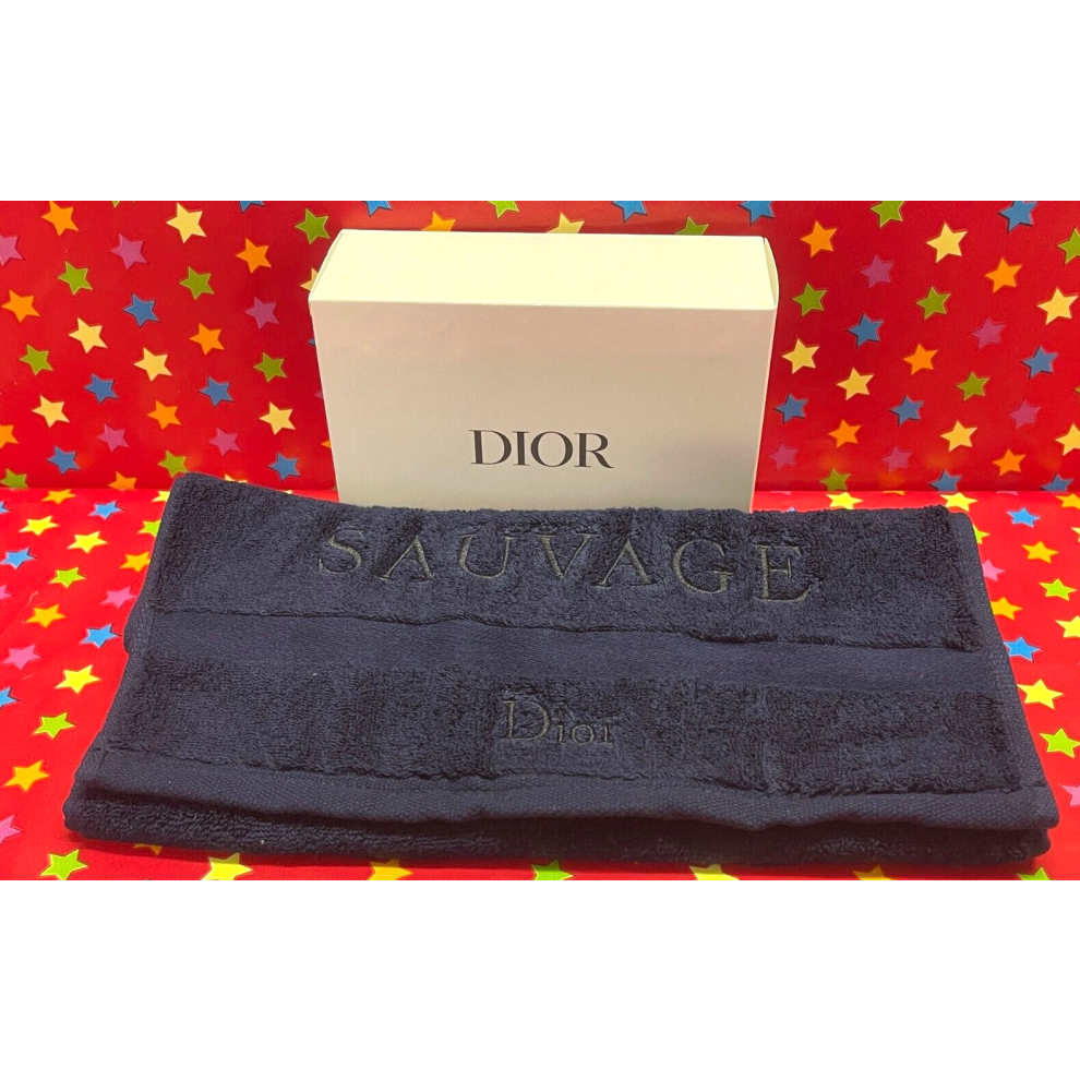 Photos - Towel Christian Dior SAUVAGE SERVITTE  Dark Navy Blue Cotton 23x12 size 