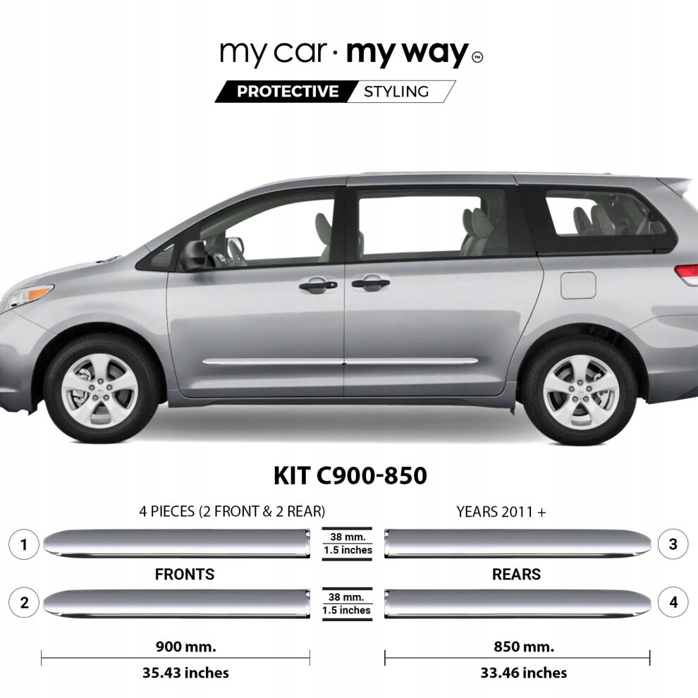 Toyota Sienna - Listwy Chrom Boczne Ochronne Drzwi 4114634681361