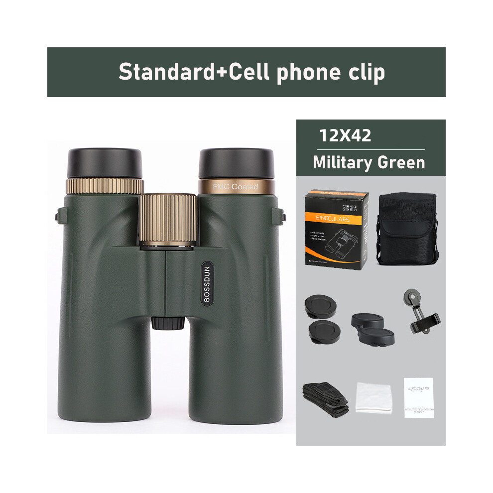 (Green A) 12x42 Binoculars Professional HD Telescope Powerful Long Range BAK4 Prism