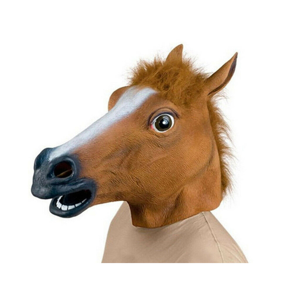 (Horse) Animal Mask Carnival Party Latex Animal Hood Halloween Props Mask For