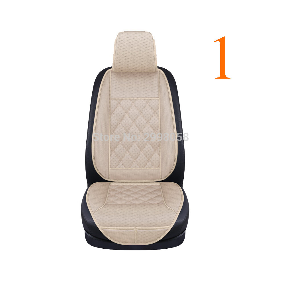 (1 seat beige) Waterproof PU Leather Car Seat Cover Protector Mat Universal Front Backret