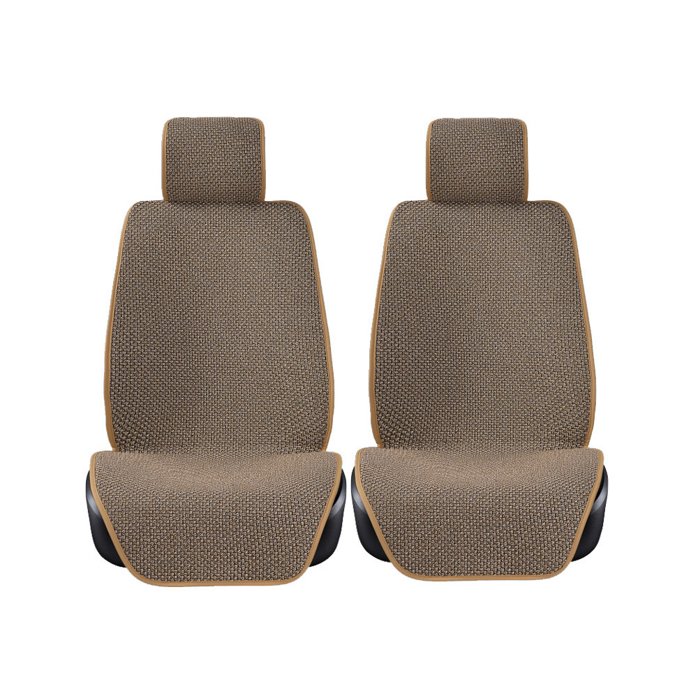 (2 front beige) Big Size Flax Car Seat Cover Front Rear Back Full Choose Car Seat Cushion