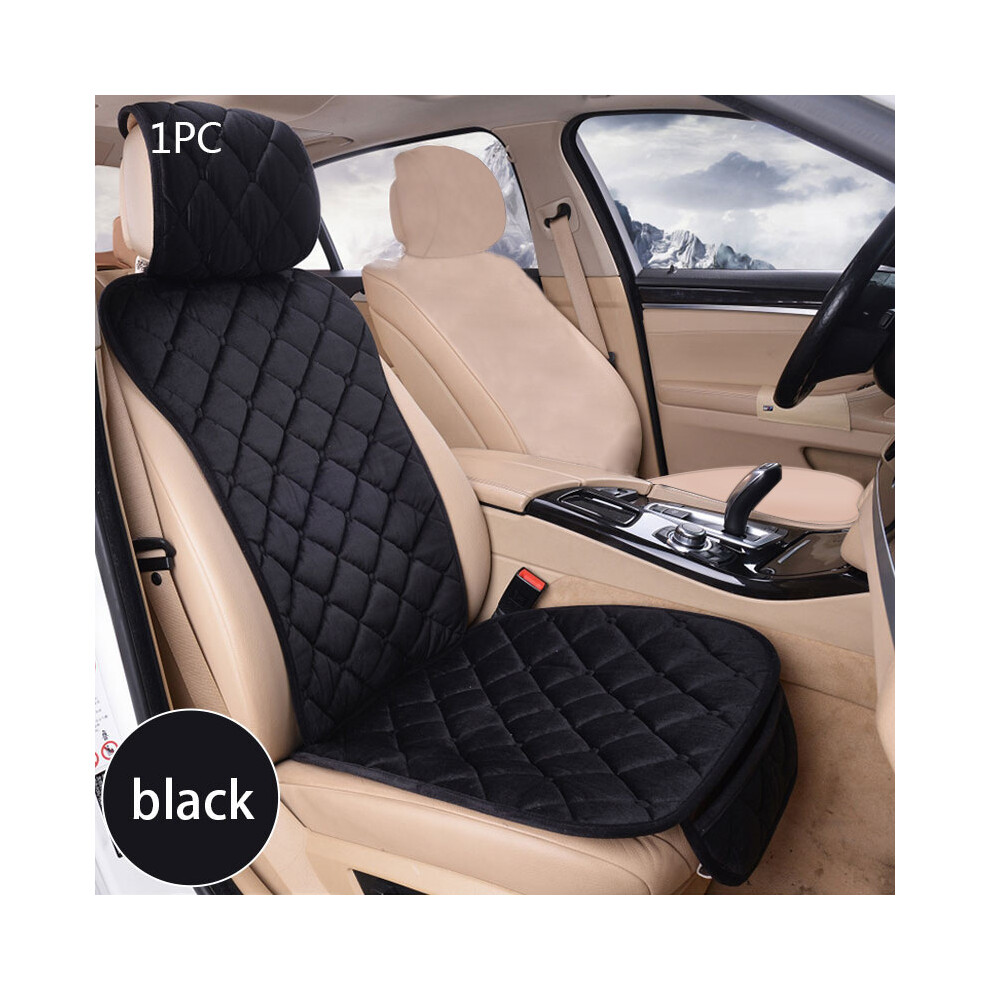 (Front 1Pc) Plush Car Seat Cover Set Universal Seat Cushion Auto Seat Protector Black/Pink 8751722495149