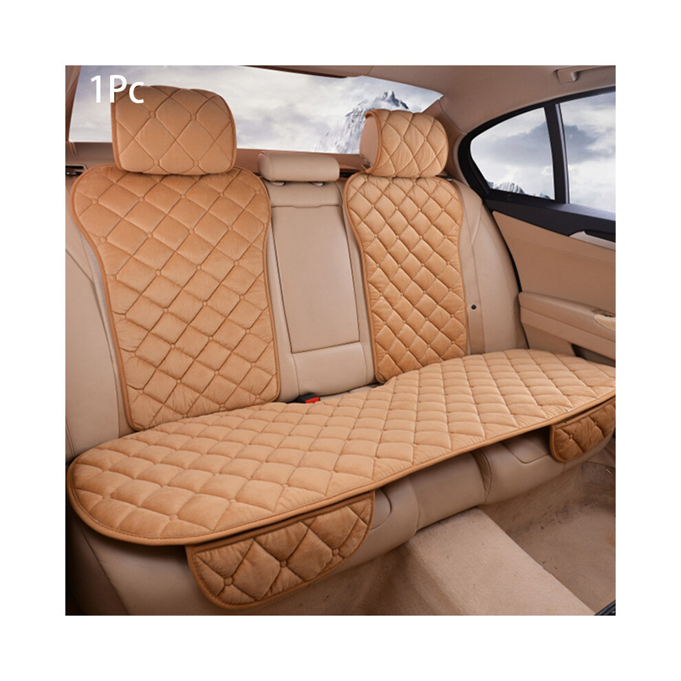 (Rear Khaki 1Pc) Plush Car Seat Cover Set Universal Seat Cushion Auto Seat Protector Pink 8751722495118