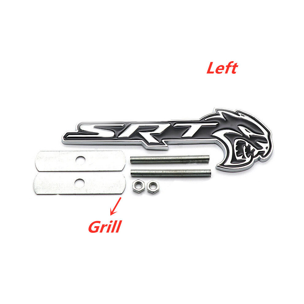 (Sliver-balck--grill) 3D Metal Car Emblem Front Grille Fender Trunk Badge Sticker For Charger