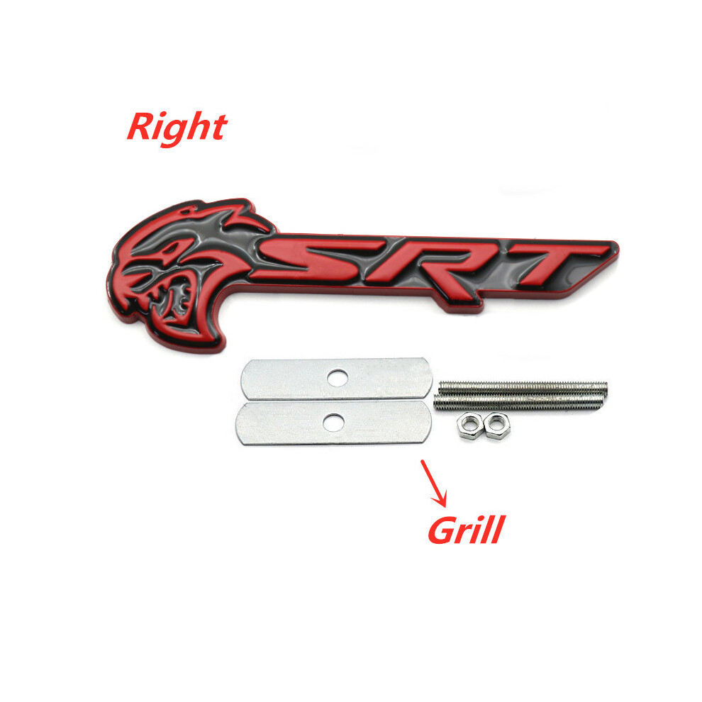 (Red-black-grill) 3D Metal Car Emblem Front Grille Fender Trunk Badge Sticker For Charger