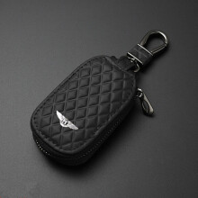 (Black) Leather Car Key Wallet Car Key Case For Bentley Auto